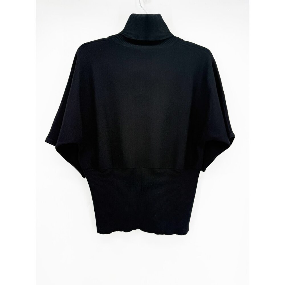 MK METRIC KNITS Turtleneck Short Sleeve Sweater STYLE# 52405 BLACK S - Picture 3 of 8